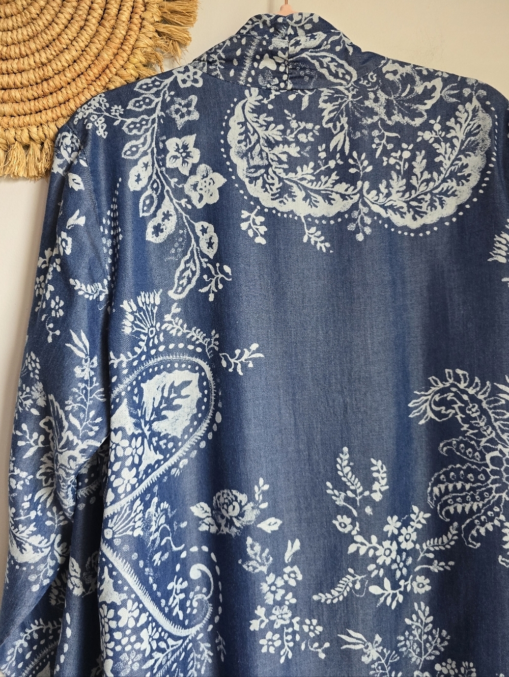 Laurie Felt NEW Penny Lane Paisley Chambray Lightweight Jacket Topper SZ Large - Picture 7 of 12